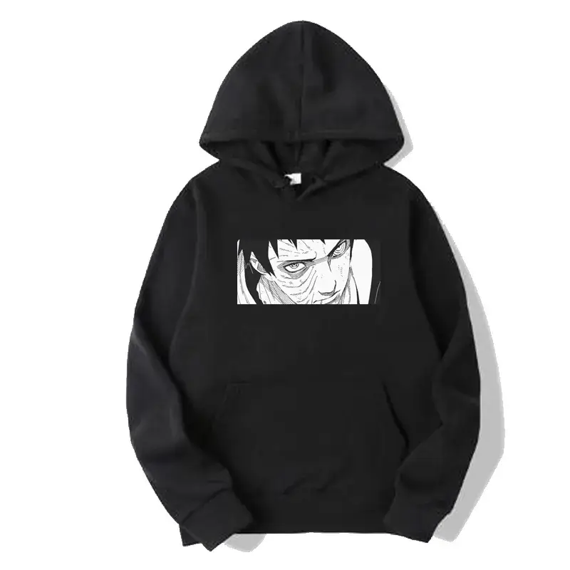 Naruto Eyes Print Black Hooded Sweatshirt for Men Women - Image 9