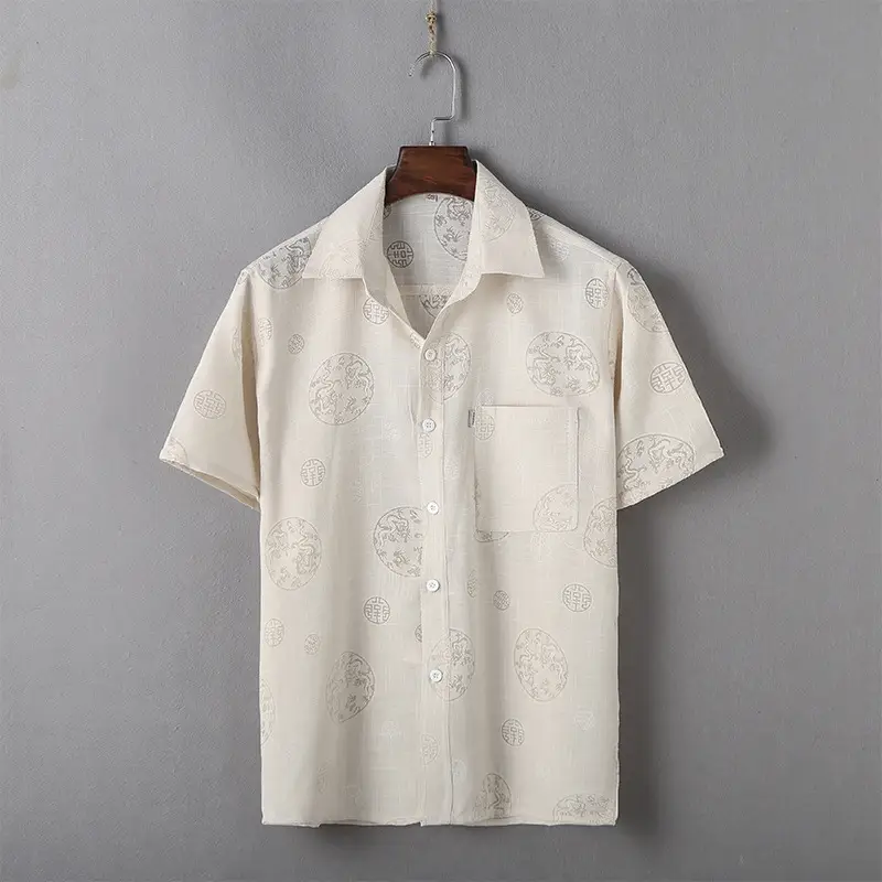 Men Linen Chinese Style Shirt & Pants Set White Elderly Suit - Image 13