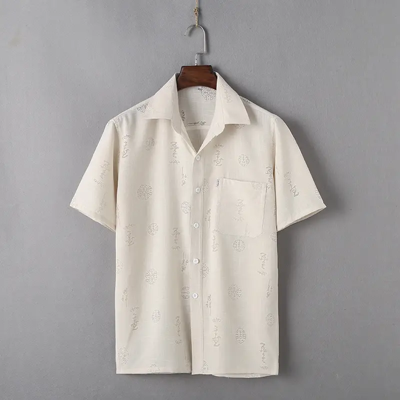 Men Linen Chinese Style Shirt & Pants Set White Elderly Suit - Image 16