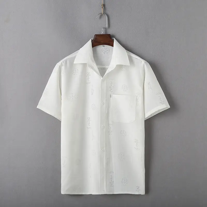 Men Linen Chinese Style Shirt & Pants Set White Elderly Suit - Image 18