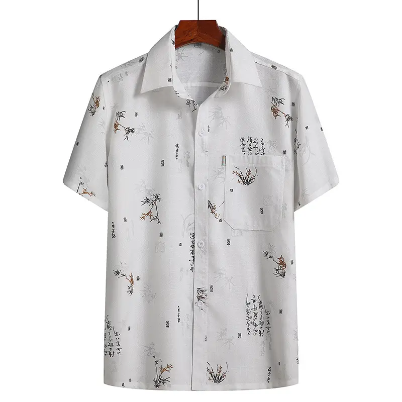 Men Linen Chinese Style Shirt & Pants Set White Elderly Suit - Image 21