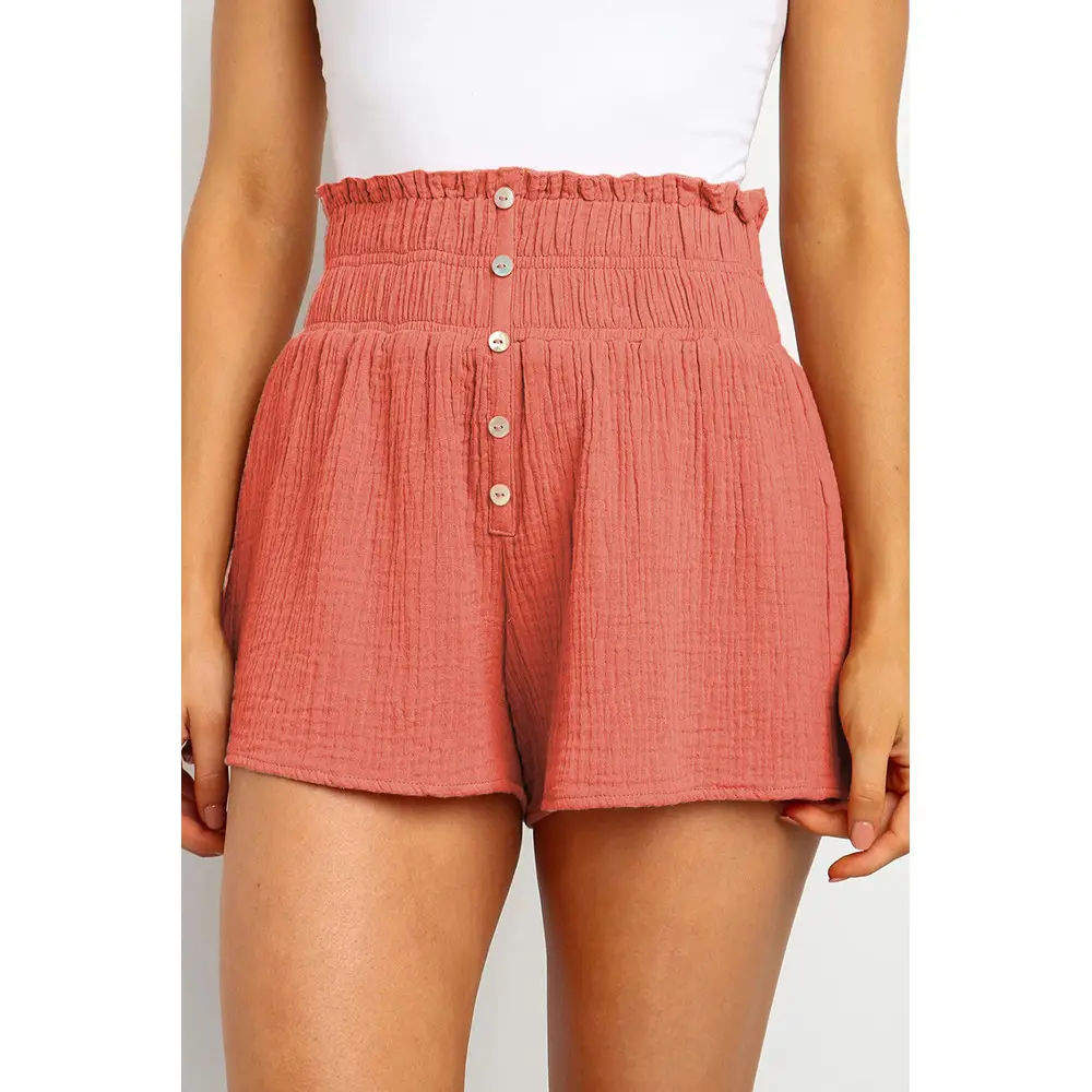 Women Summer Shorts Black Green Pink High Waist Button - Image 7