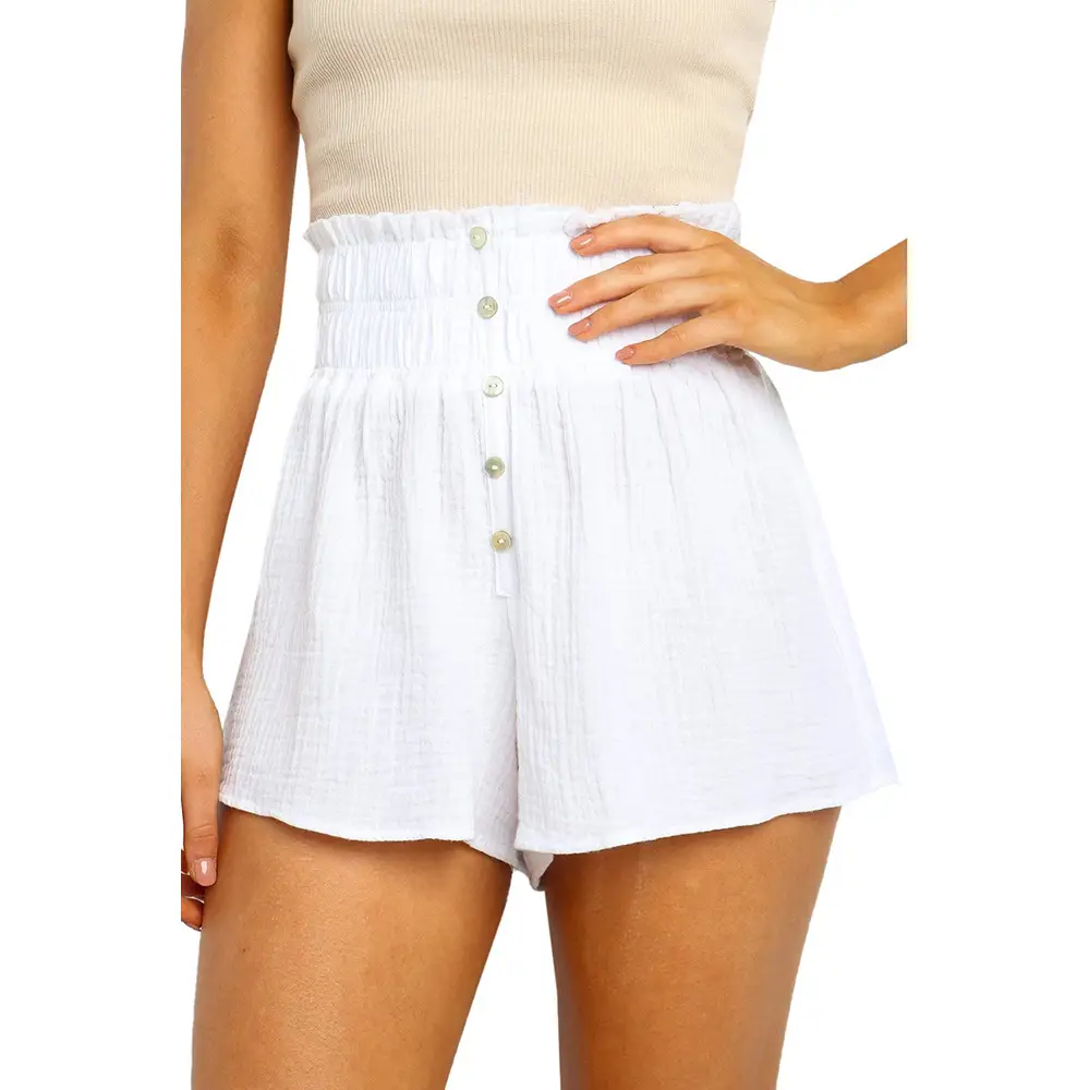 Women Summer Shorts Black Green Pink High Waist Button - Image 9