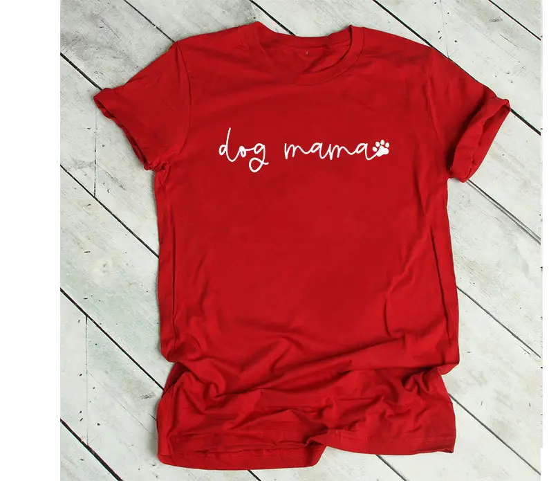 Pink T-Shirt with Dog Mama Print for Women