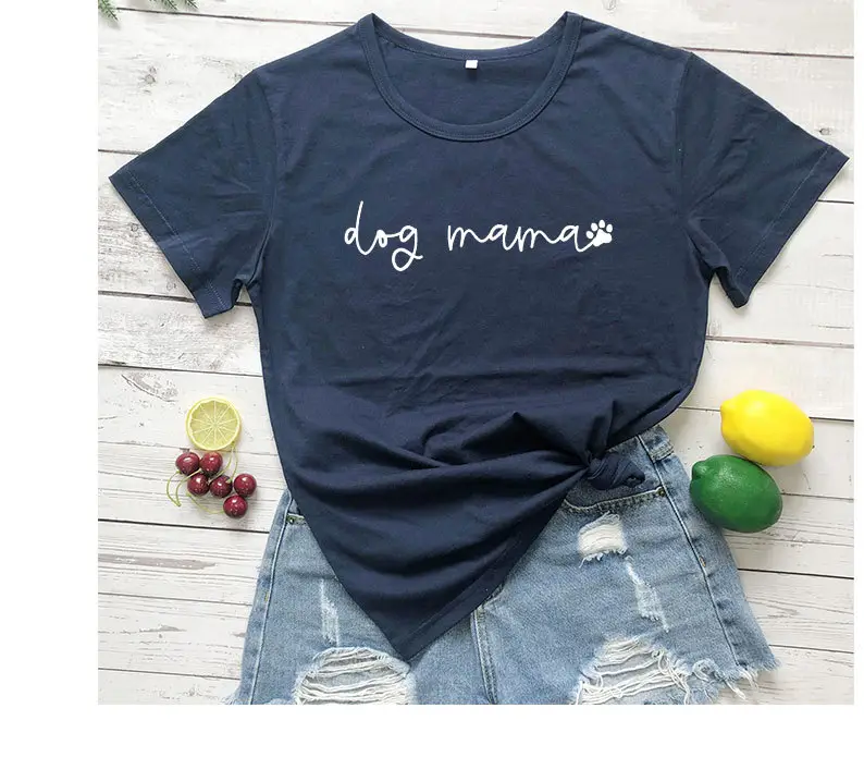 Pink T-Shirt with Dog Mama Print for Women