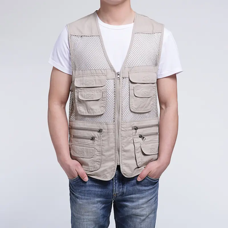 Middle-aged Men Summer Mesh Dad Vest with 12 Pockets