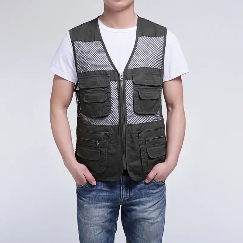 Middle-aged Men Summer Mesh Dad Vest with 12 Pockets