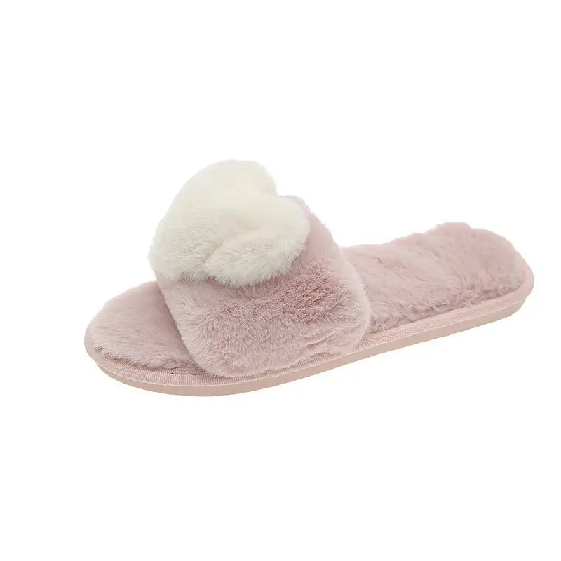 Slippers women's flat cotton slippers cute home plus velvet warm winter new indoor fluffy shoes personalized wholesale