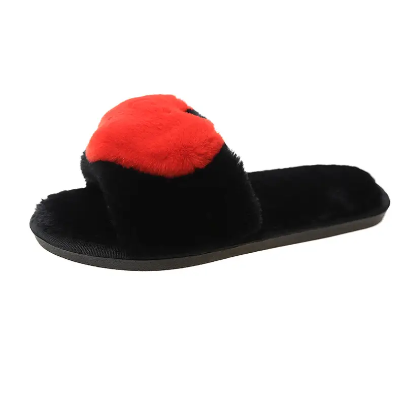 Slippers women's flat cotton slippers cute home plus velvet warm winter new indoor fluffy shoes personalized wholesale