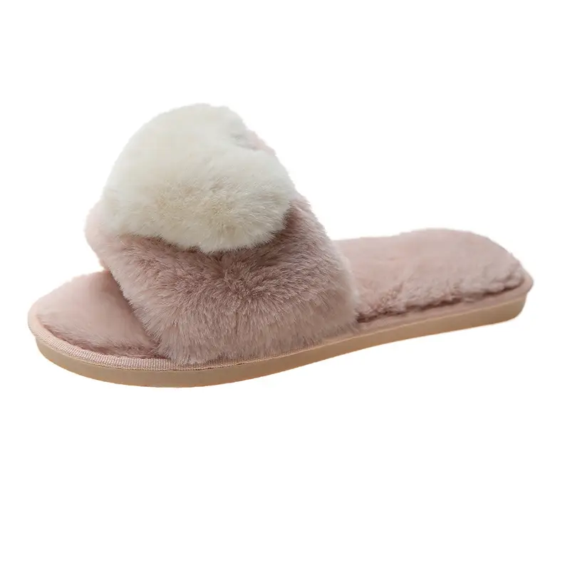 Slippers women's flat cotton slippers cute home plus velvet warm winter new indoor fluffy shoes personalized wholesale