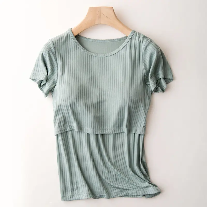 Pink Striped T-Shirt for Pregnant Women Short Sleeve
