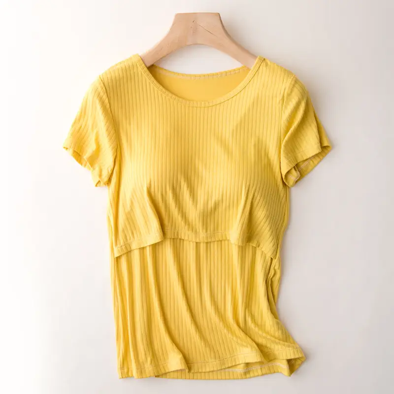 Pink Striped T-Shirt for Pregnant Women Short Sleeve