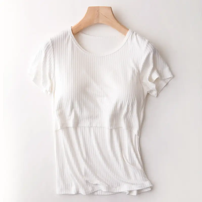 Pink Striped T-Shirt for Pregnant Women Short Sleeve
