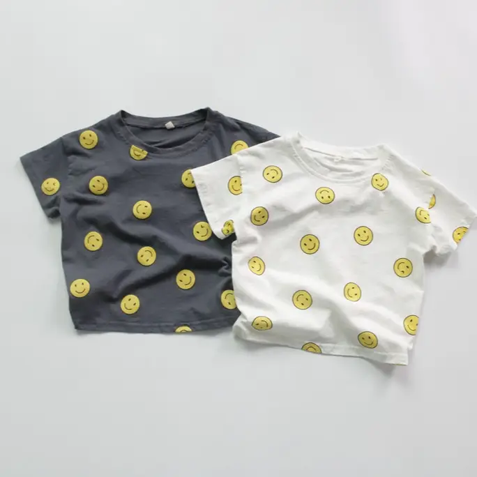 Children's T-Shirt Set Smiley Face Cotton Korean Style - Image 3