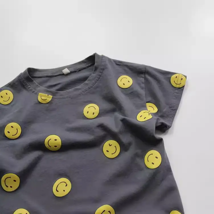 Children's T-Shirt Set Smiley Face Cotton Korean Style - Image 4