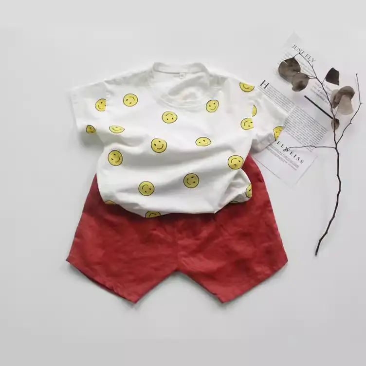 Children's T-Shirt Set Smiley Face Cotton Korean Style - Image 6