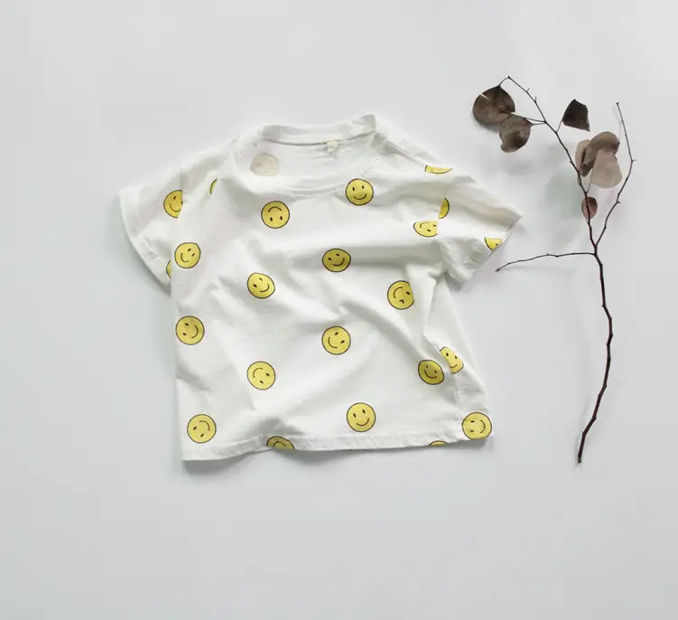 Children's T-Shirt Set Smiley Face Cotton Korean Style — feature 13