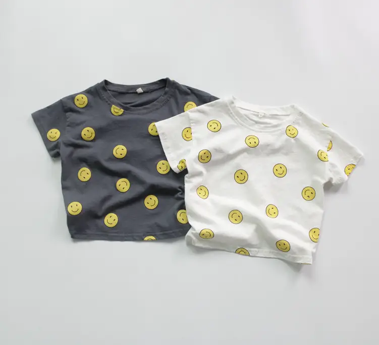 Children's T-Shirt Set Smiley Face Cotton Korean Style — feature 4