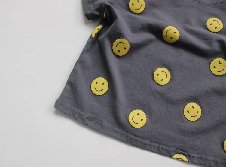 Children's T-Shirt Set Smiley Face Cotton Korean Style — feature 6