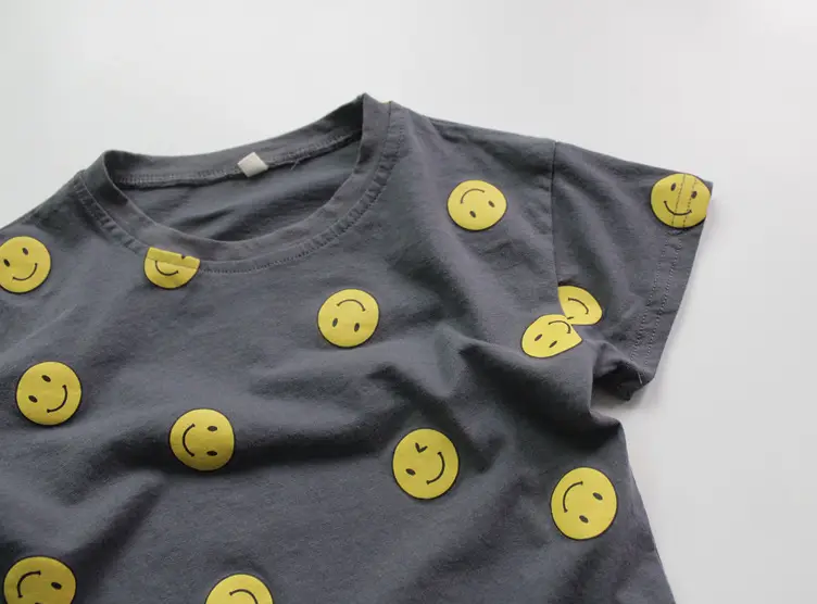 Children's T-Shirt Set Smiley Face Cotton Korean Style — feature 7
