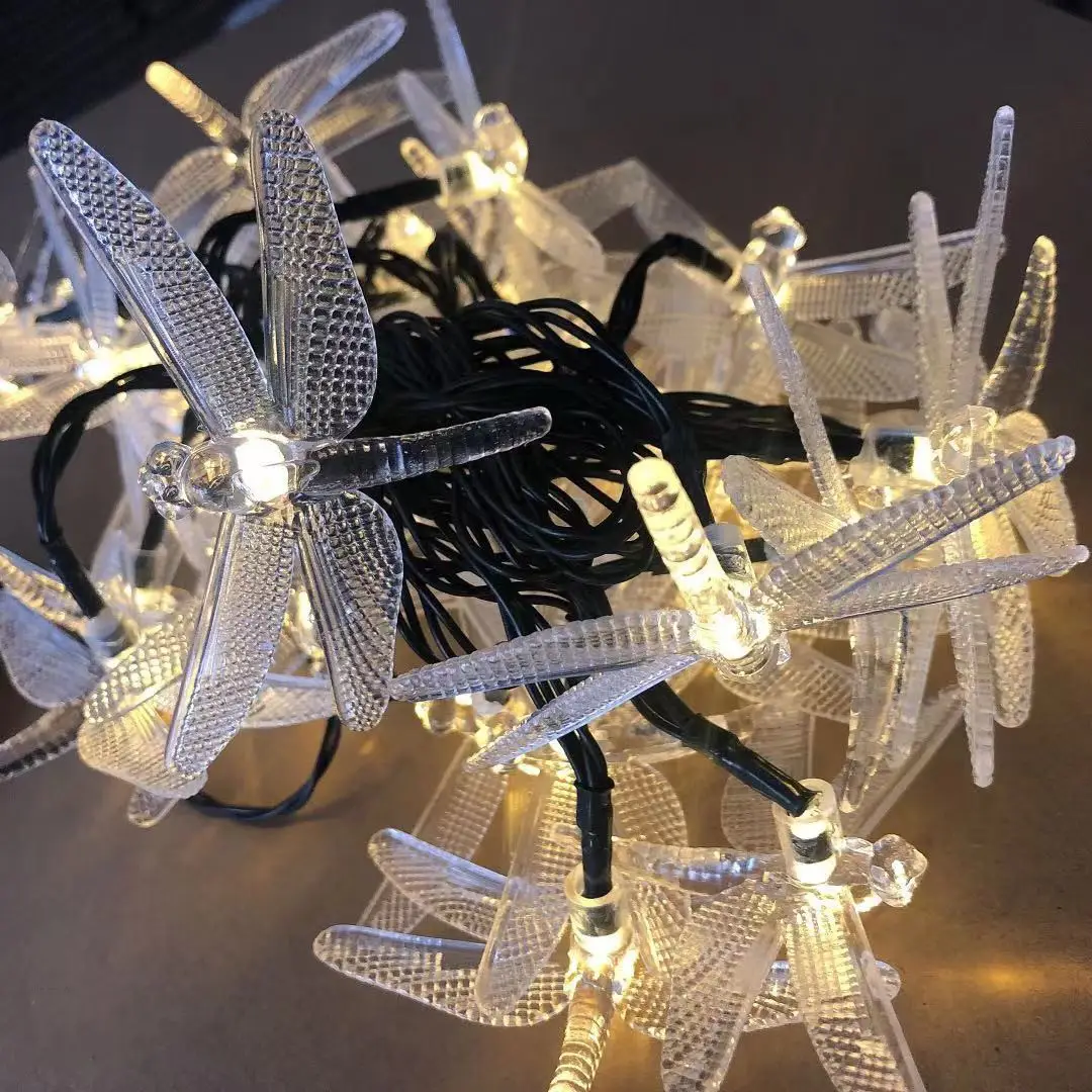 Solar Dragonfly LED String Lights for Outdoor Garden Decor