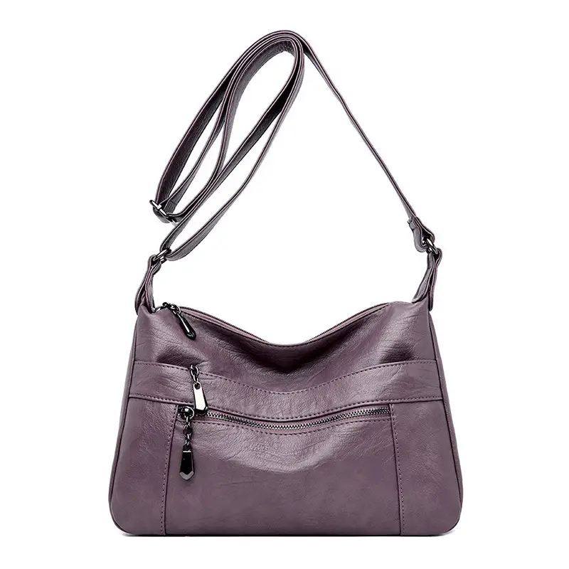 Brown Leather Shoulder Messenger Bag for Women - Image 3