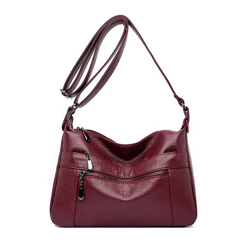 Brown Leather Shoulder Messenger Bag for Women - Image 2