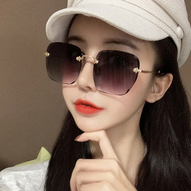 Women's Edge-Cut Rimless Sunglasses with UV Protection