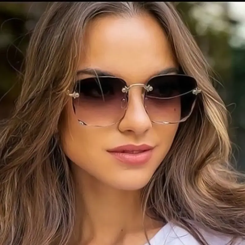Women's Edge-Cut Rimless Sunglasses with UV Protection