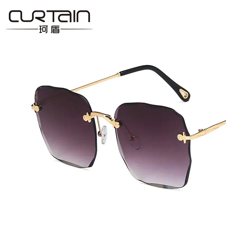 Women's Edge-Cut Rimless Sunglasses with UV Protection