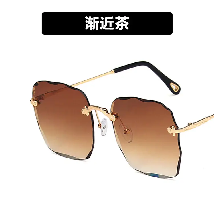 Women's Edge-Cut Rimless Sunglasses with UV Protection