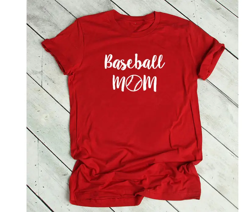 Baseball Mom T-Shirt Grey Short Sleeve - Image 11