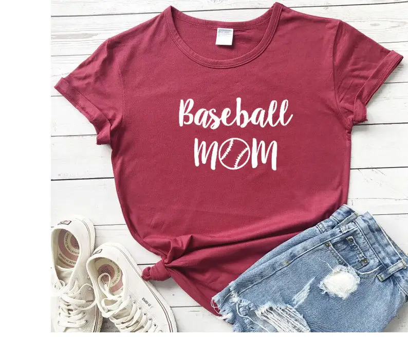 Baseball Mom T-Shirt Grey Short Sleeve - Image 13