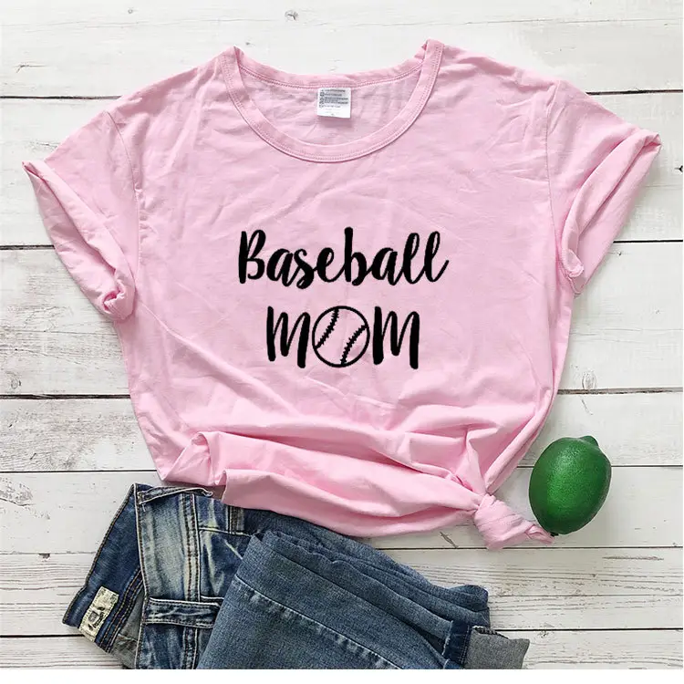 Baseball Mom T-Shirt Grey Short Sleeve - Image 6