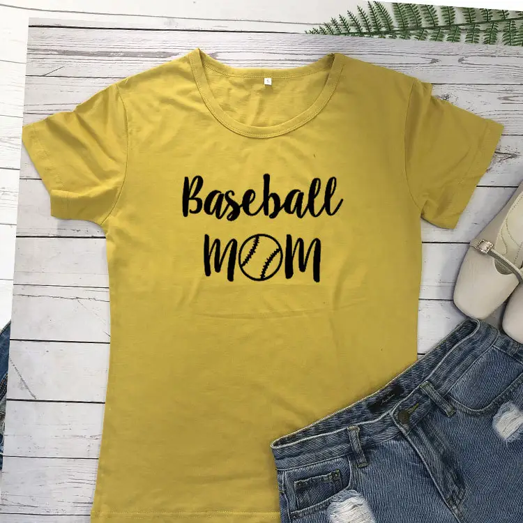 Baseball Mom T-Shirt Grey Short Sleeve - Image 7