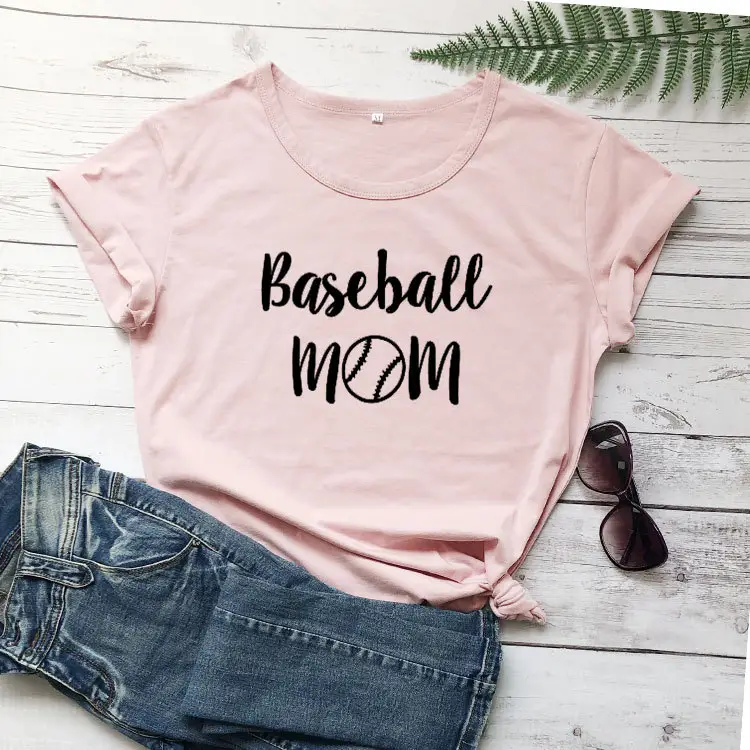 Baseball Mom T-Shirt Grey Short Sleeve - Image 8