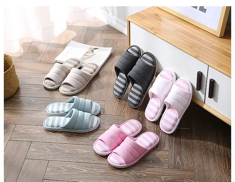 New Style Cotton and Linen Household Couple Indoor Silent Wood Floor Non-Slip Summer Stall Slippers Fashionable Men's and Women's Slippers — feature 16