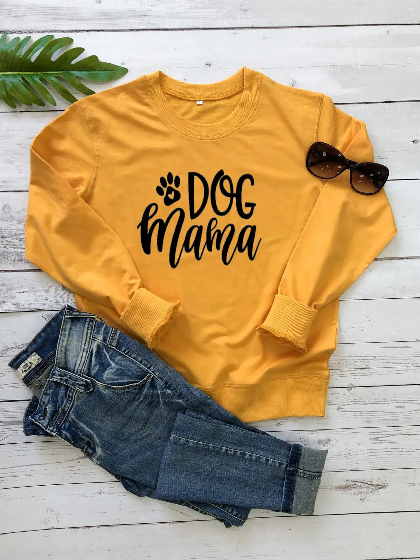 Dog Mama Green Long Sleeve Sweatshirt for Women - Image 2
