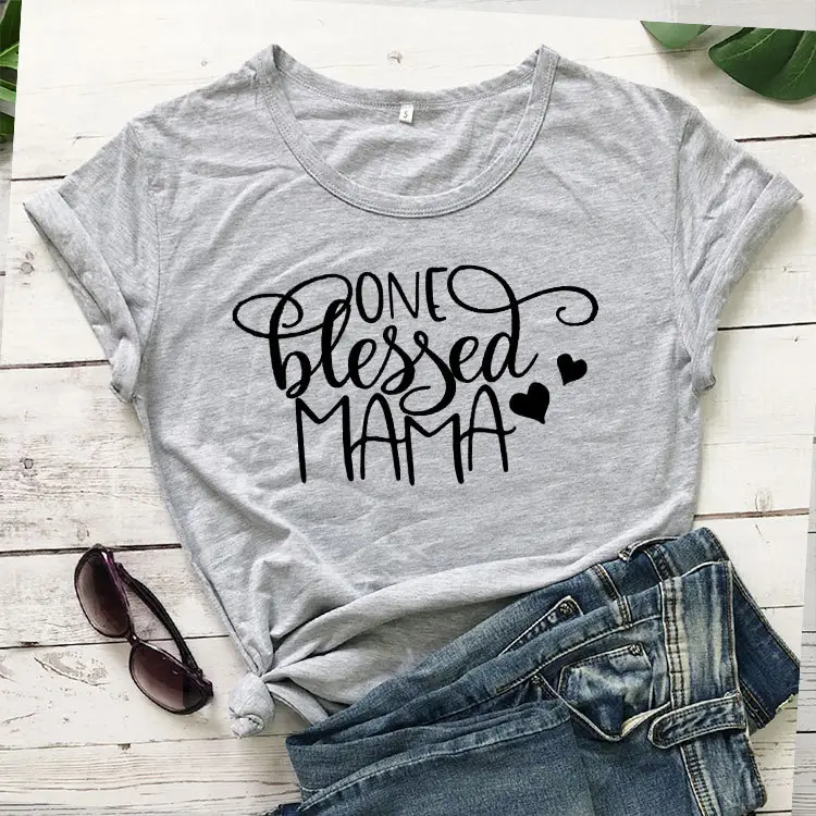 Red T-Shirt with "Blessed Mama" Design