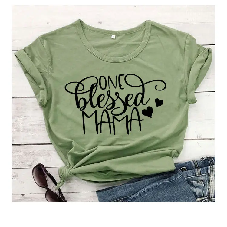 Red T-Shirt with "Blessed Mama" Design