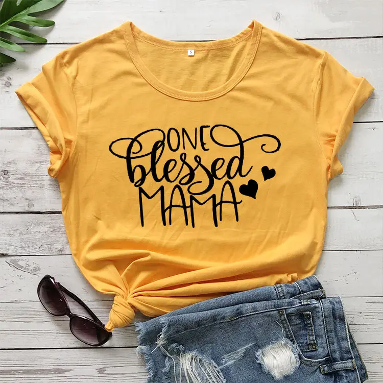 Red T-Shirt with "Blessed Mama" Design