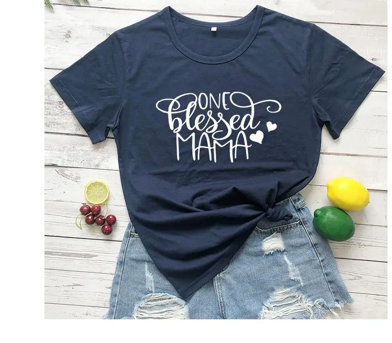 Red T-Shirt with "Blessed Mama" Design