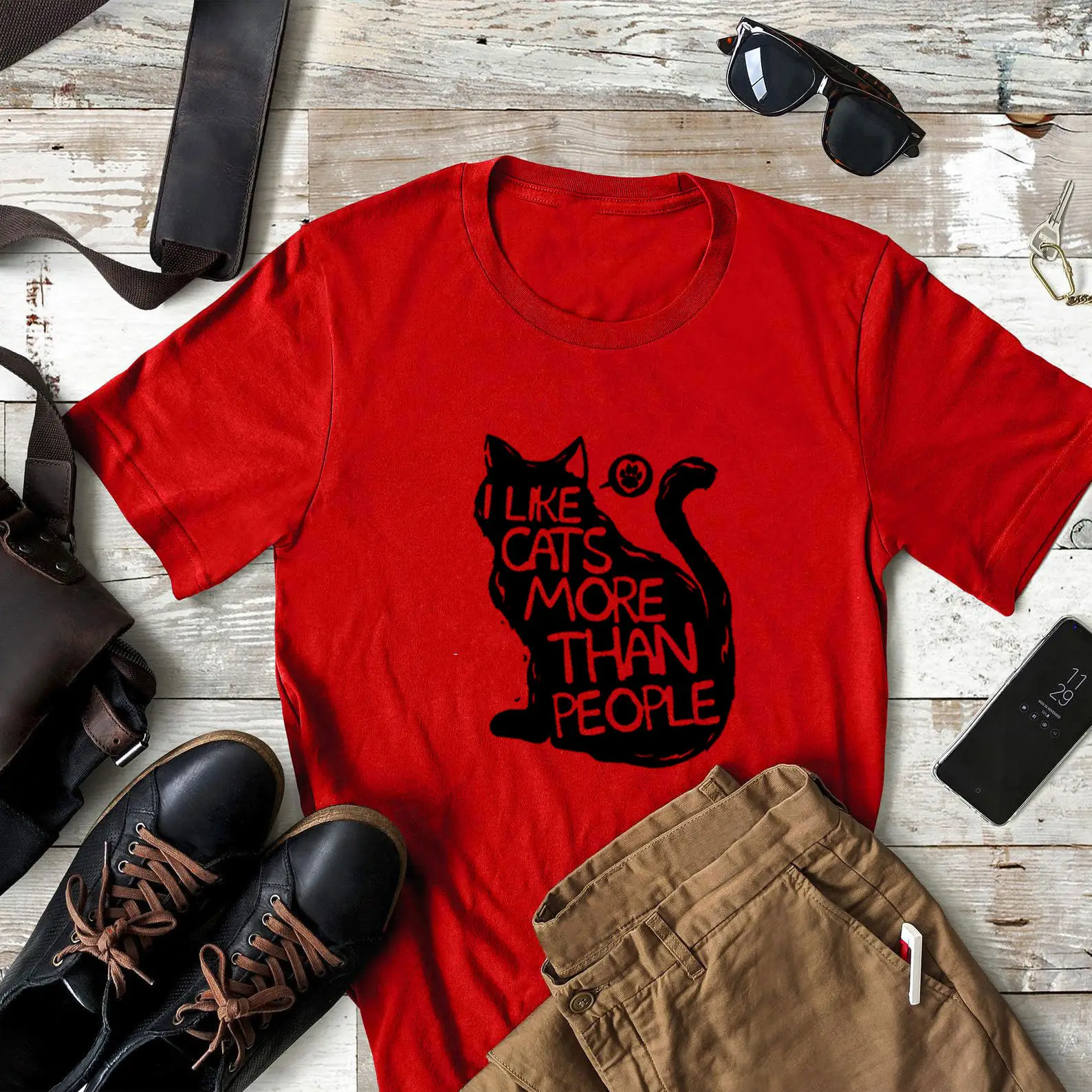Pink Cat Print T-Shirt Short Sleeve Casual Wear