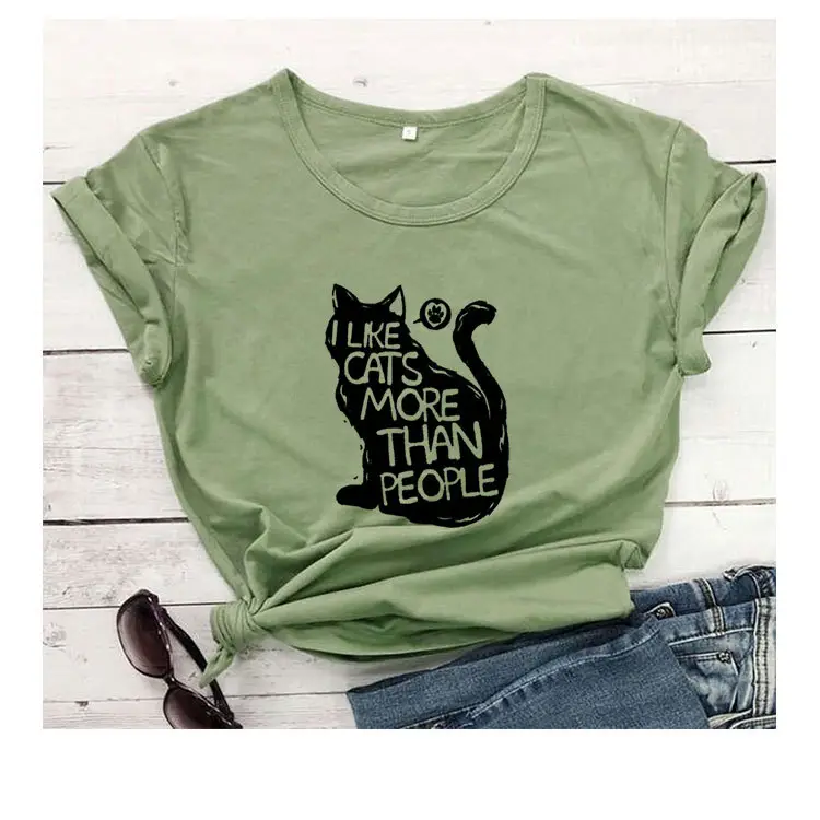 Pink Cat Print T-Shirt Short Sleeve Casual Wear