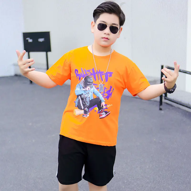 Anime Print Fat Men T-Shirt Shorts Set Turquoise Black - Image 2