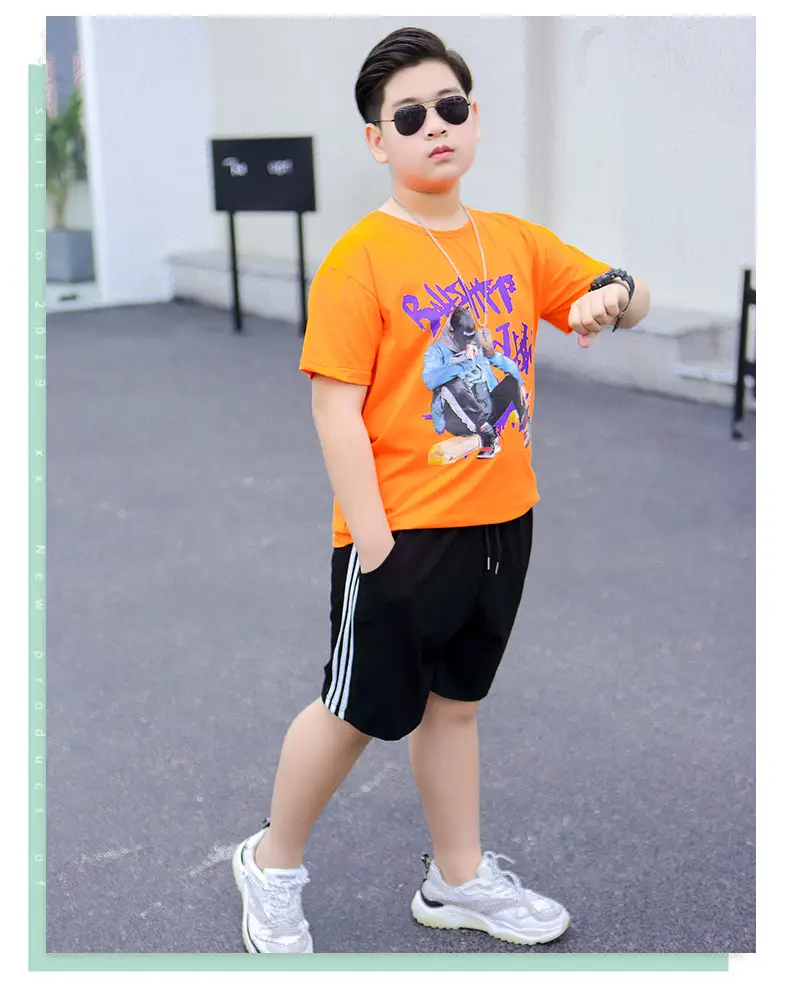 胖童牛仔男孩短袖套装_11