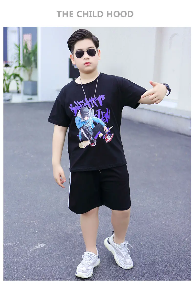 胖童牛仔男孩短袖套装_13
