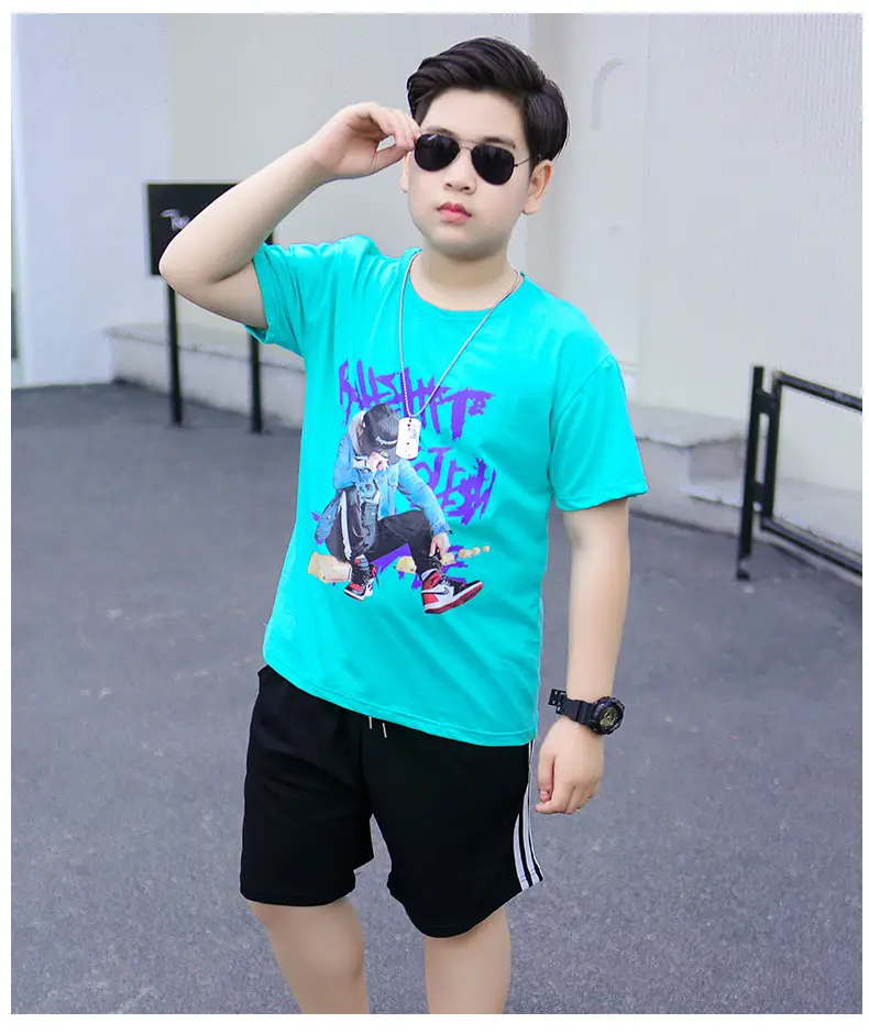 胖童牛仔男孩短袖套装_17