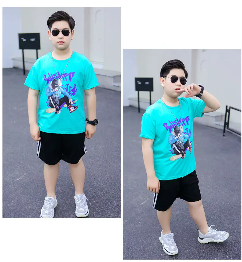 胖童牛仔男孩短袖套装_18