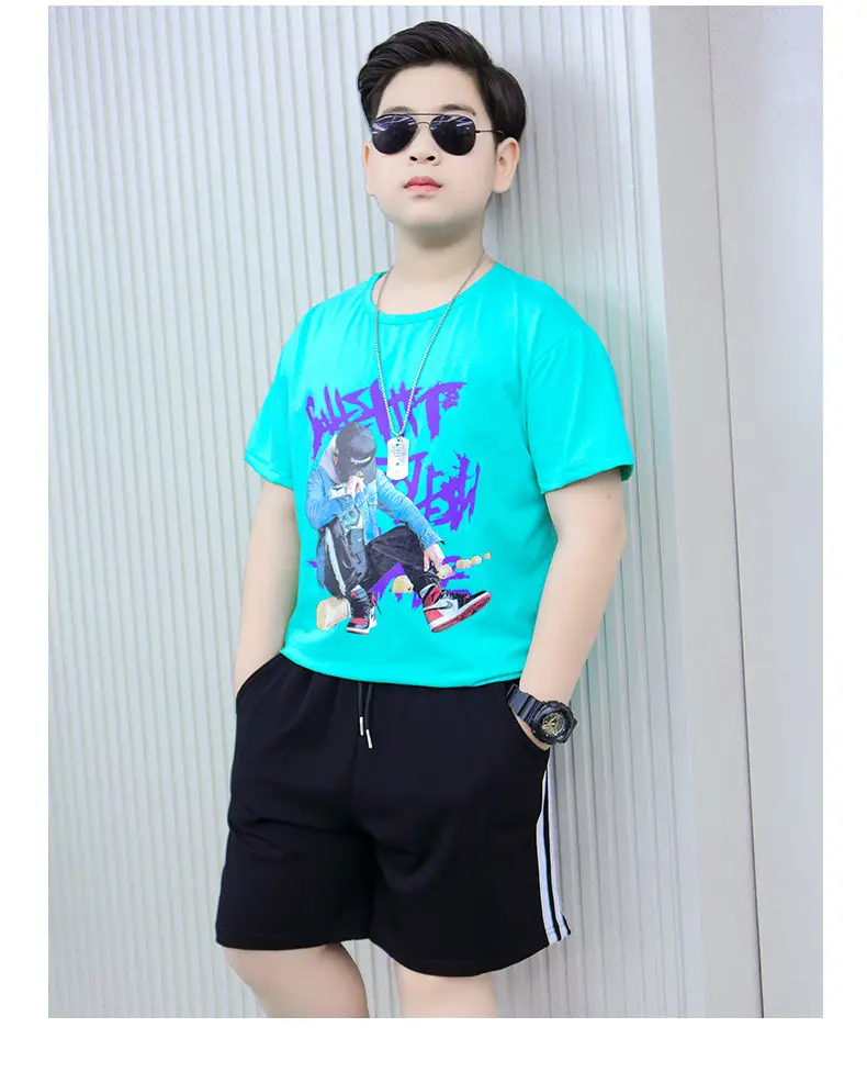胖童牛仔男孩短袖套装_20